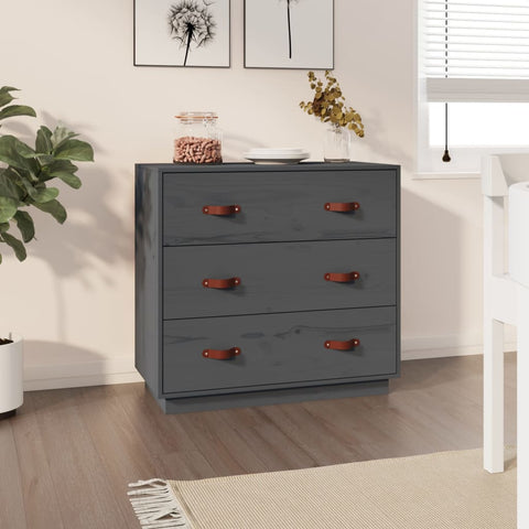 vidaXL Sideboard Grey 80x40x75 cm Solid Wood Pine