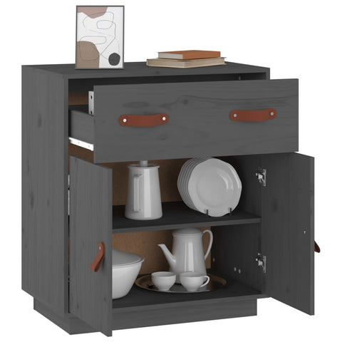 vidaXL Sideboard Grey 65.5x40x75 cm Solid Wood Pine