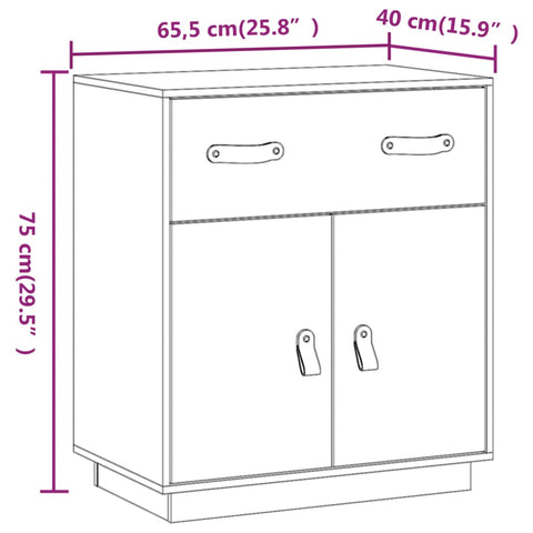 vidaXL Sideboard Grey 65.5x40x75 cm Solid Wood Pine