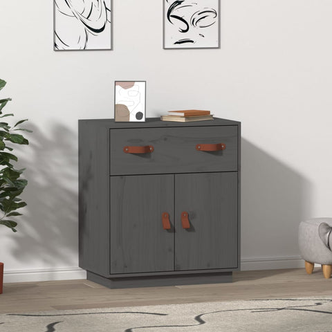 vidaXL Sideboard Grey 65.5x40x75 cm Solid Wood Pine
