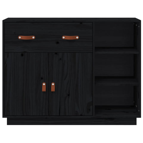 vidaXL Sideboard Black 98.5x40x75 cm Solid Wood Pine