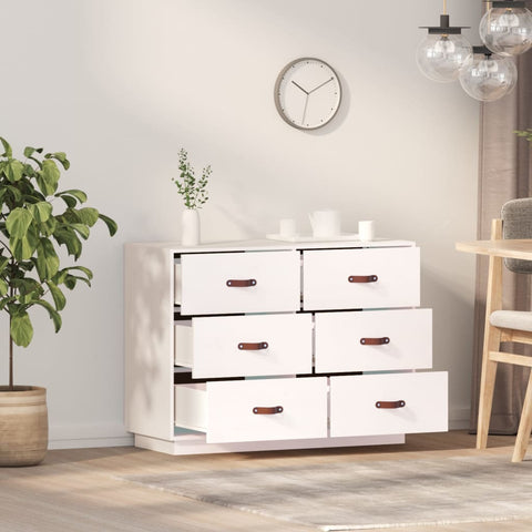 vidaXL Sideboard White 100x40x75 cm Solid Wood Pine