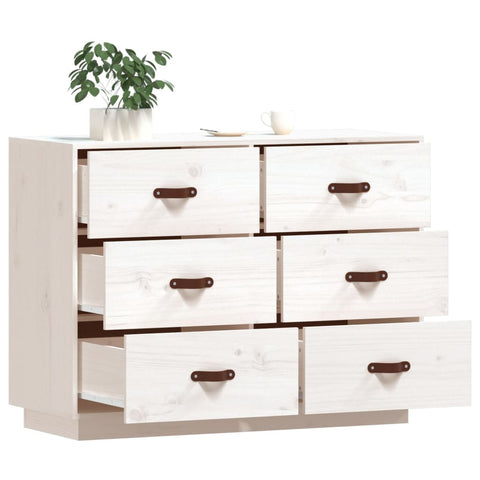 vidaXL Sideboard White 100x40x75 cm Solid Wood Pine