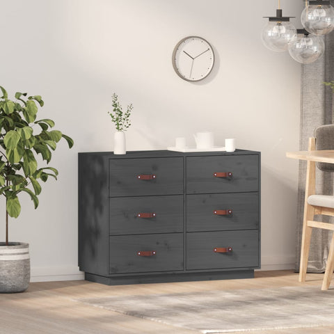 vidaXL Sideboard Grey 100x40x75 cm Solid Wood Pine