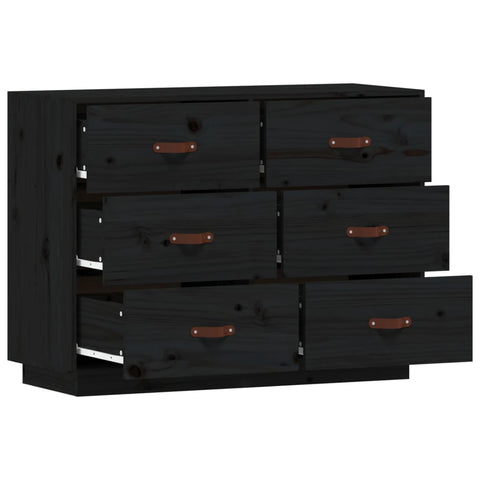 vidaXL Sideboard Black 100x40x75 cm Solid Wood Pine