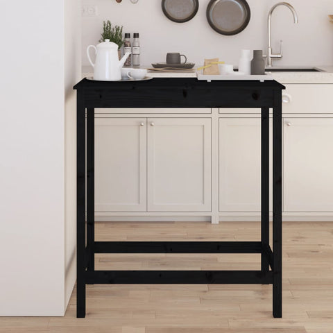 vidaXL Bar Table Black 100x50x110 cm Solid Wood Pine