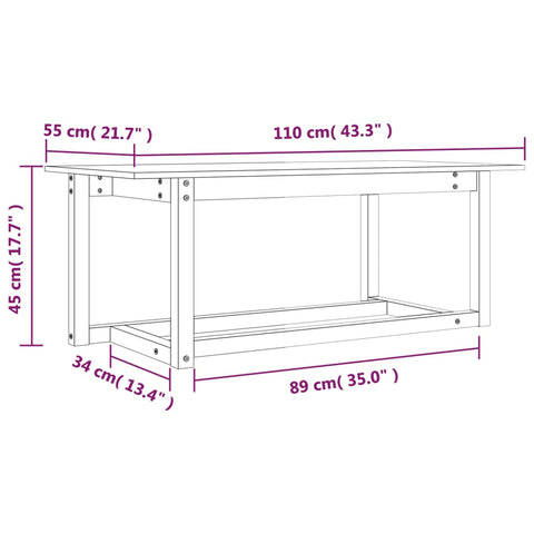 vidaXL Coffee Table 110x55x45 cm Solid Wood Pine