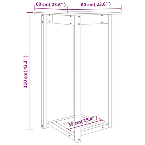 vidaXL Bar Table White 60x60x110 cm Solid Wood Pine