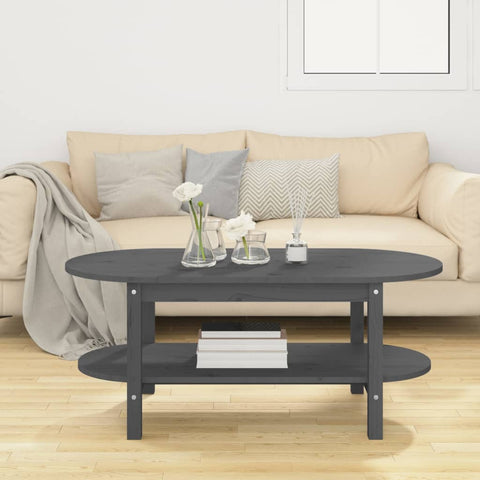 vidaXL Coffee Table Grey 110x55x45 cm Solid Wood Pine