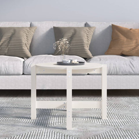 vidaXL Coffee Table White Ø 62.5x45 cm Solid Wood Pine