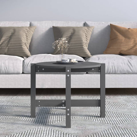vidaXL Coffee Table Grey Ø 62.5x45 cm Solid Wood Pine