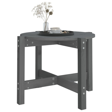 vidaXL Coffee Table Grey Ø 62.5x45 cm Solid Wood Pine