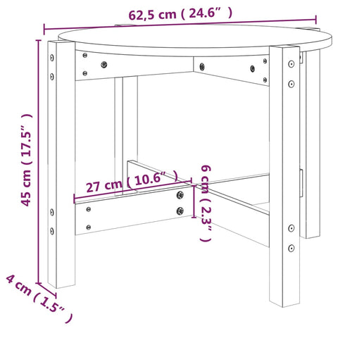 vidaXL Coffee Table Grey Ø 62.5x45 cm Solid Wood Pine