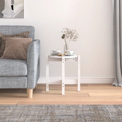 vidaXL Coffee Table White Ø 42.5x45 cm Solid Wood Pine