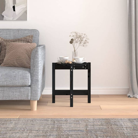 vidaXL Coffee Table Black Ø 42.5x45 cm Solid Wood Pine