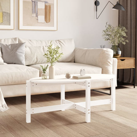 vidaXL Coffee Table White 118x63x45 cm Solid Wood Pine