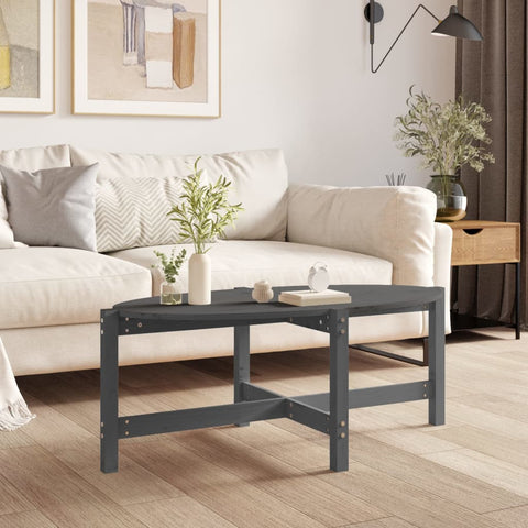 vidaXL Coffee Table Grey 118x63x45 cm Solid Wood Pine