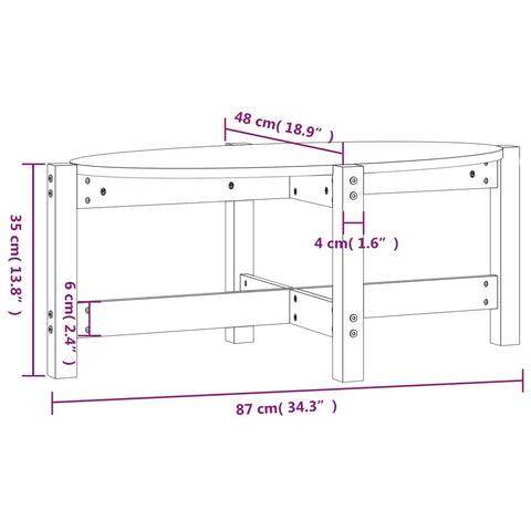 vidaXL Coffee Table 87x48x35 cm Solid Wood Pine