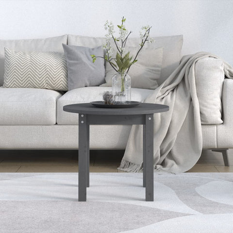 vidaXL Coffee Table Grey Ø 55x45 cm Solid Wood Pine