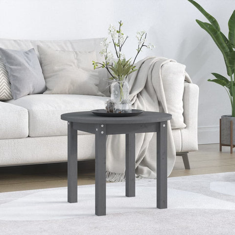 vidaXL Coffee Table Grey Ø 55x45 cm Solid Wood Pine