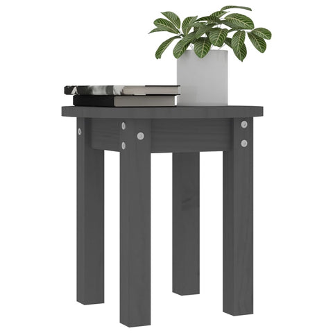 vidaXL Coffee Table Grey Ø 35x35 cm Solid Wood Pine