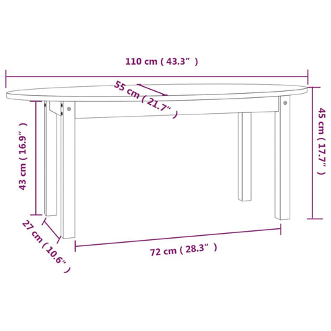 vidaXL Coffee Table Grey 110x55x45 cm Solid Wood Pine