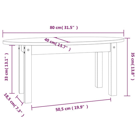 vidaXL Coffee Table Grey 80x40x35 cm Solid Wood Pine