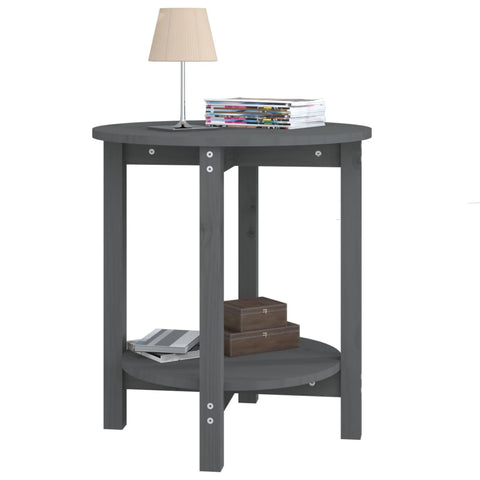 vidaXL Coffee Table Grey Ø 55x60 cm Solid Wood Pine