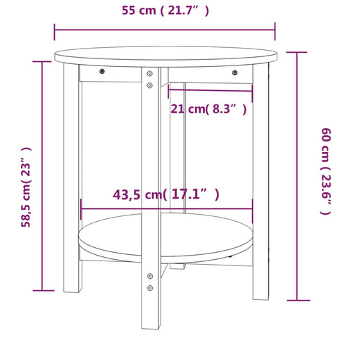 vidaXL Coffee Table Grey Ø 55x60 cm Solid Wood Pine