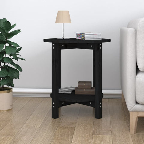 vidaXL Coffee Table Black Ø 55x60 cm Solid Wood Pine