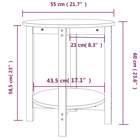 vidaXL Coffee Table Black Ø 55x60 cm Solid Wood Pine