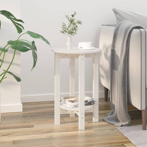 vidaXL Coffee Table White Ø 40x60 cm Solid Wood Pine