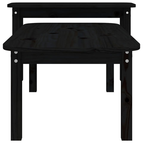vidaXL 2 Piece Coffee Table Set Black Solid Wood Pine
