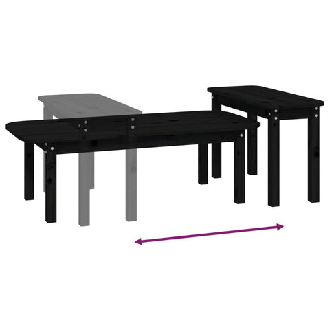 vidaXL 2 Piece Coffee Table Set Black Solid Wood Pine