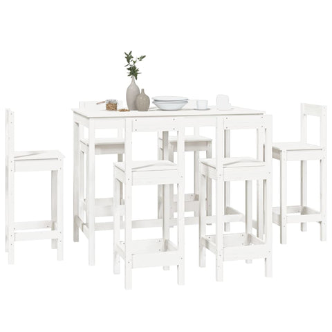 vidaXL 7 Piece Bar Set White Solid Wood Pine
