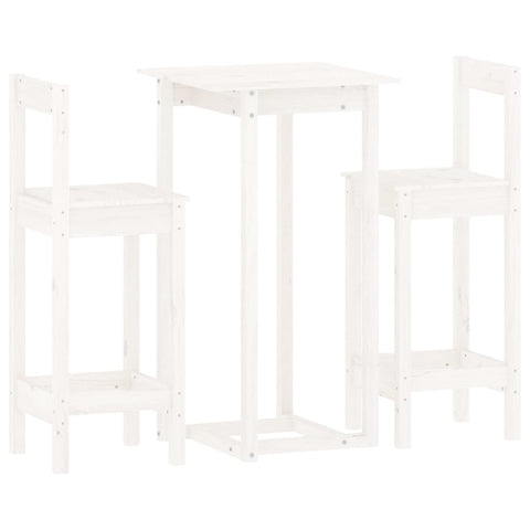 vidaXL 3 Piece Bar Set White Solid Wood Pine
