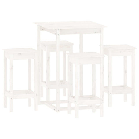 vidaXL 5 Piece Bar Set White Solid Wood Pine
