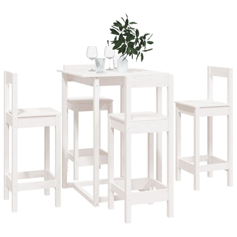 vidaXL 5 Piece Bar Set White Solid Wood Pine