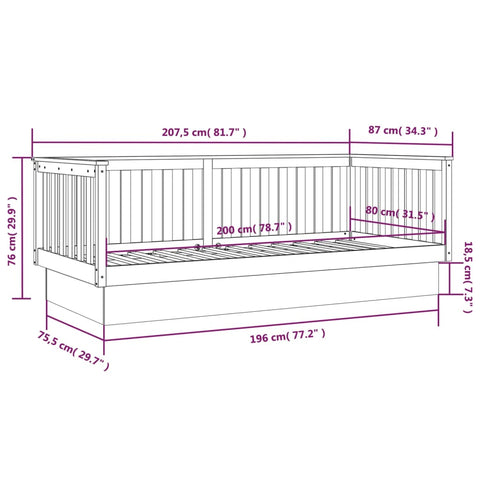 vidaXL Day Bed without Mattress Honey Brown 80x200 cm Solid Wood Pine