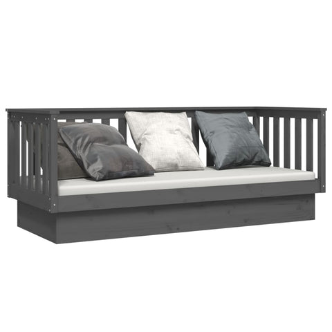 vidaXL Day Bed without Mattress Grey 75x190 cm Small Single Solid Wood Pine