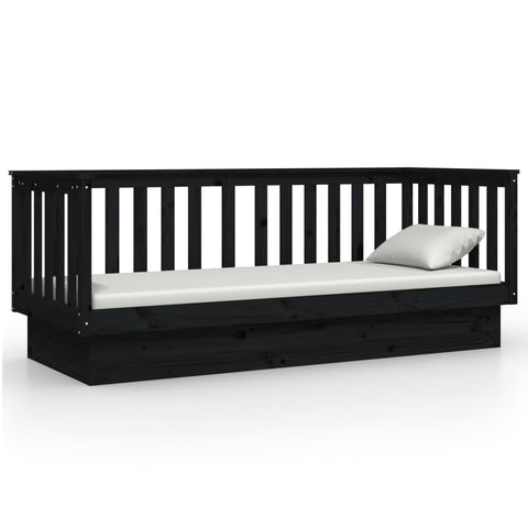 vidaXL Day Bed without Mattress Black 75x190 cm Small Single Solid Wood Pine