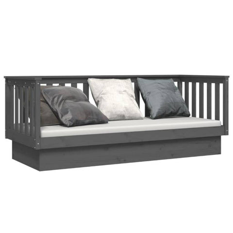 vidaXL Day Bed without Mattress Grey 90x190 cm Single Solid Wood Pine