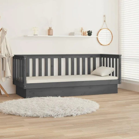 vidaXL Day Bed without Mattress Grey 90x190 cm Single Solid Wood Pine