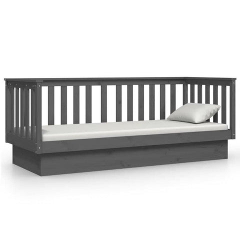 vidaXL Day Bed without Mattress Grey 90x190 cm Single Solid Wood Pine