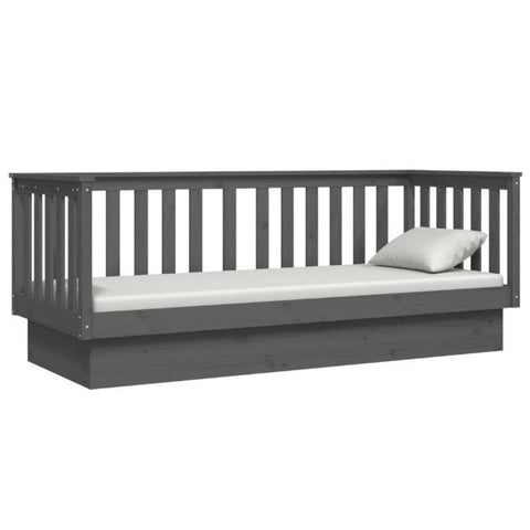 vidaXL Day Bed without Mattress Grey 90x190 cm Single Solid Wood Pine