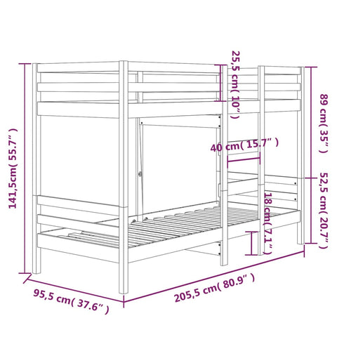 vidaXL Bunk Bed without Mattress White 90x200 cm Solid Wood Pine