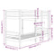 vidaXL Bunk Bed without Mattress White 75x190 cm Small Single Solid Wood Pine
