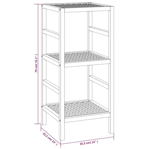 vidaXL Bathroom Shelf 35.5x35.5x79 cm Solid Wood Walnut