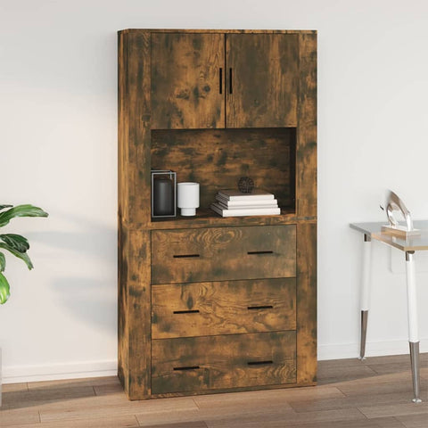 vidaXL Wall Cabinet Smoked Oak 80x33x80 cm Engineered Wood
