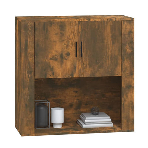vidaXL Wall Cabinet Smoked Oak 80x33x80 cm Engineered Wood